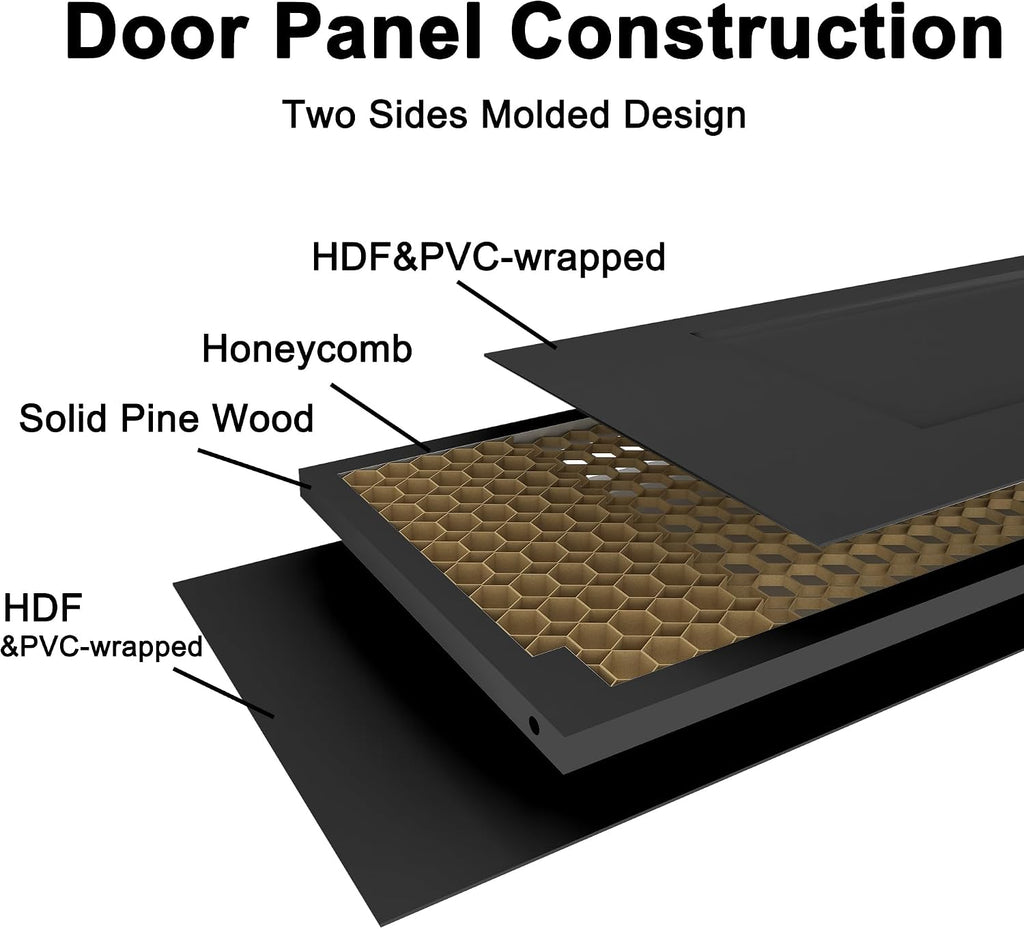 36 in.x 84 in. Bifold Barn Door, 1 Panel Vinyl Wrapped Textured Black Bifold Closet Door, Hollow Core Interior Barn