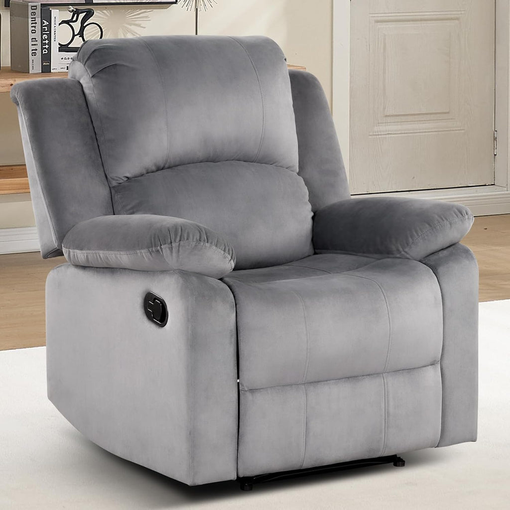 Classic Manual Recliner Chair, Soft Microfiber Recliner Sofa with Overstuffed Arms and Back Single Reclining Couch