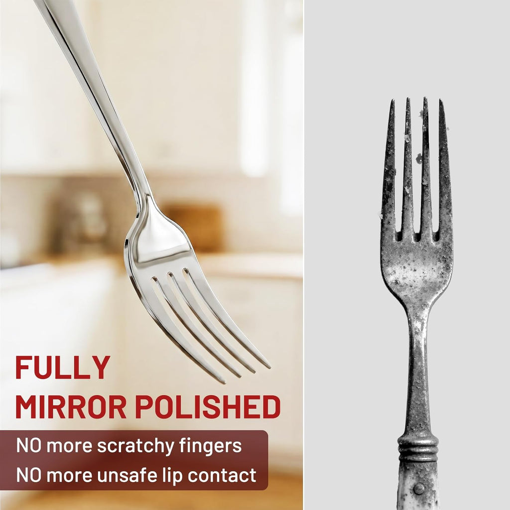 40 Pack Silverware Set for 8, Food-Grade Stainless Steel Flatware Set