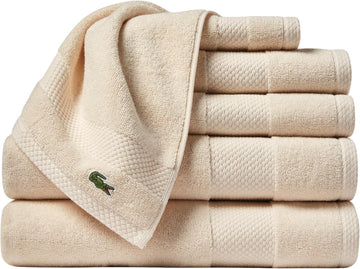 Heritage Supima Cotton 6-Piece Towel Set, 2 Bath Towels, 2 Hand Towels, 2 Washcloths, Chalk - Highly Absorbent &