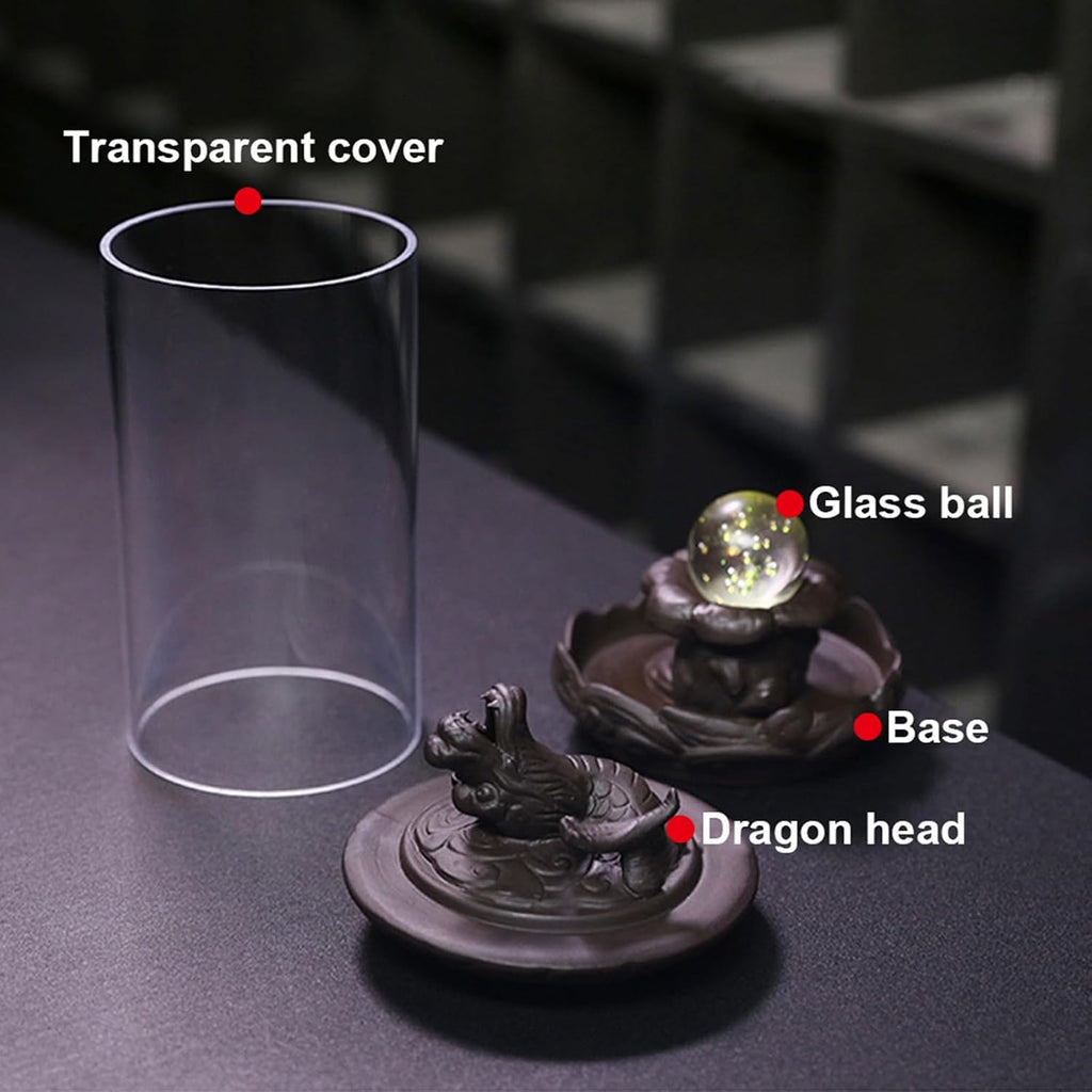 Dragon Backflow Incense Burner, Waterfall Incense Holder with Decorative LED Ball Mountain Tower Home Decor