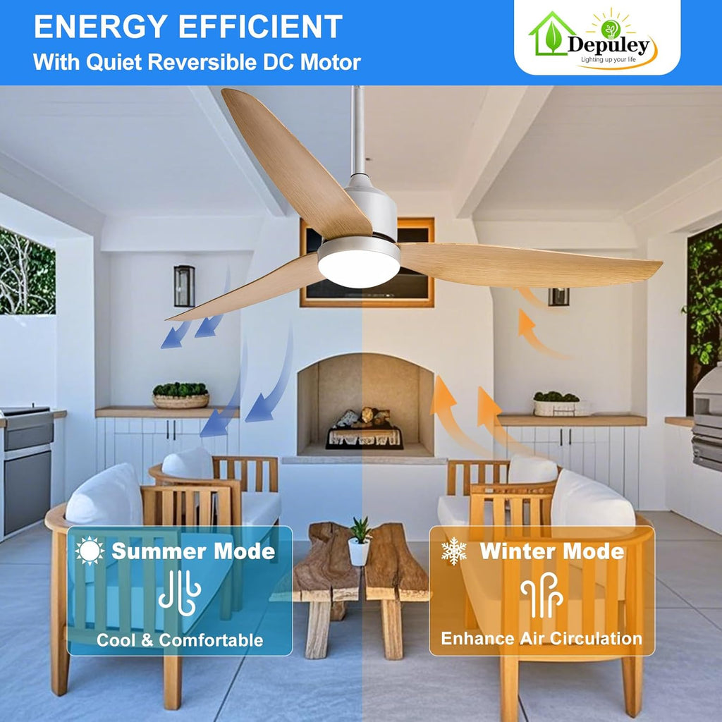 52 Inch Nickel Waterproof Gazebo Fans with Lights Outdoor Hanging - Plug in Remote App Control for Patio Indoor Farmhouse Porch - 6 Speed Reversible DC Motor