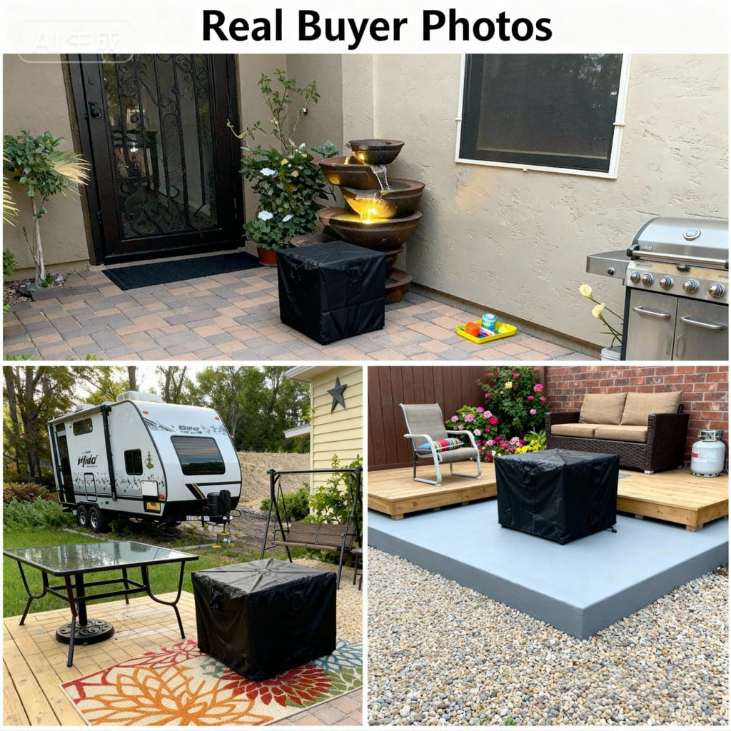 Fire Pit Cover 28x28x25in, 600D Square Firepit Covers