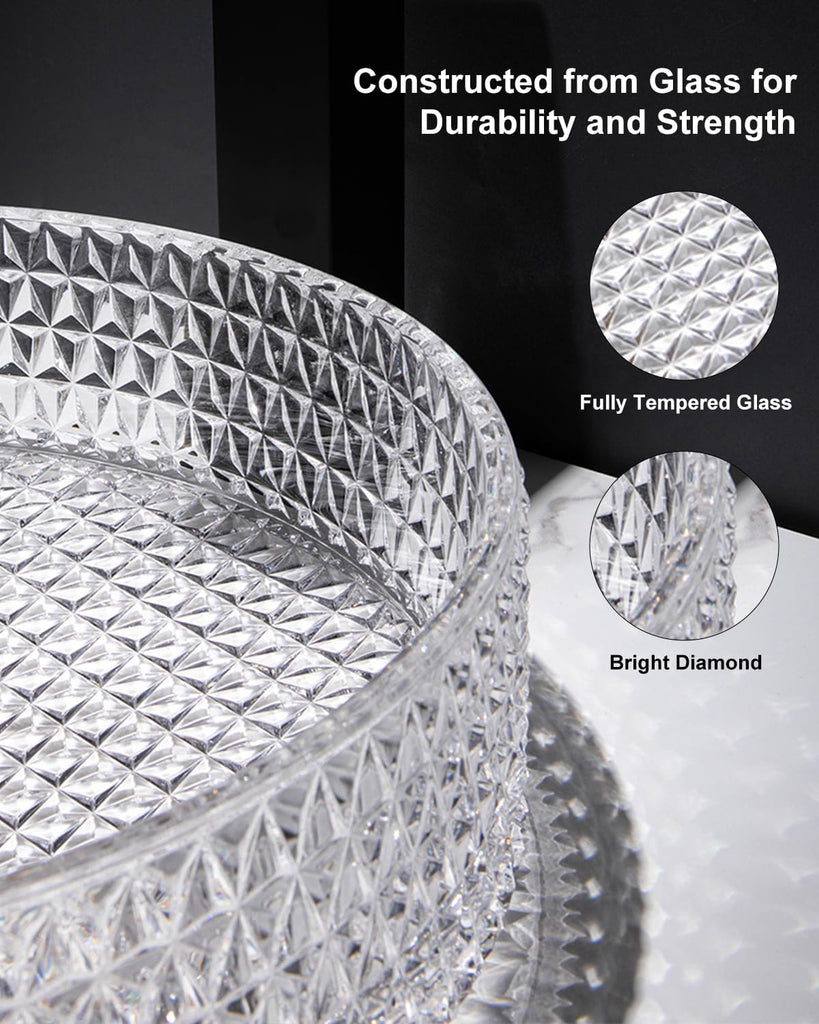 Bathroom Vessel Sink Round Vessel Sink 15.35" x 4.33" Transparent Diamond Shaped Crystal Glass Bathroom Sink