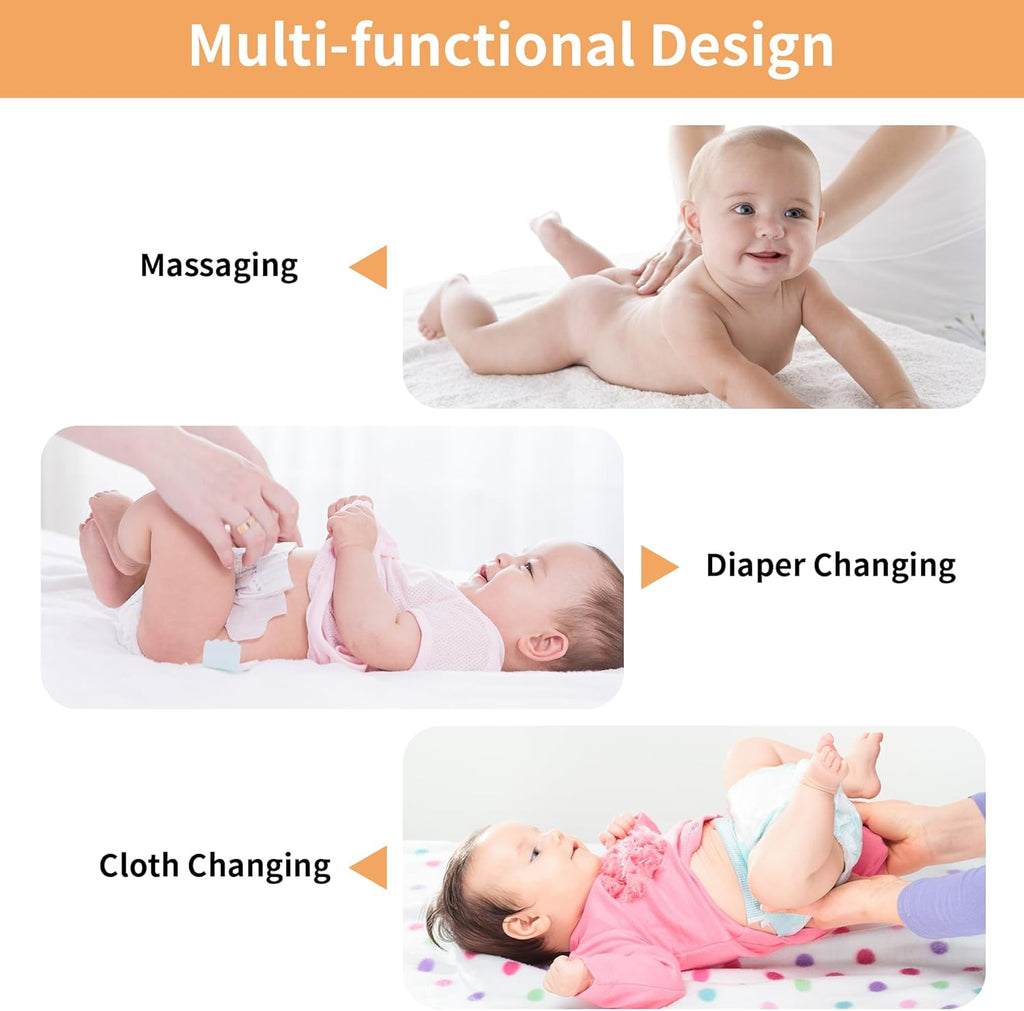 Baby Dresser 35.4"Diaper Changing Station with Changing Table Top Beige