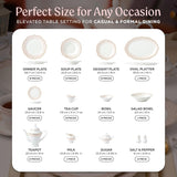 Sandra" 57-Piece Bone China Dinnerware Set, Service for 8, Blush Pink and Gold