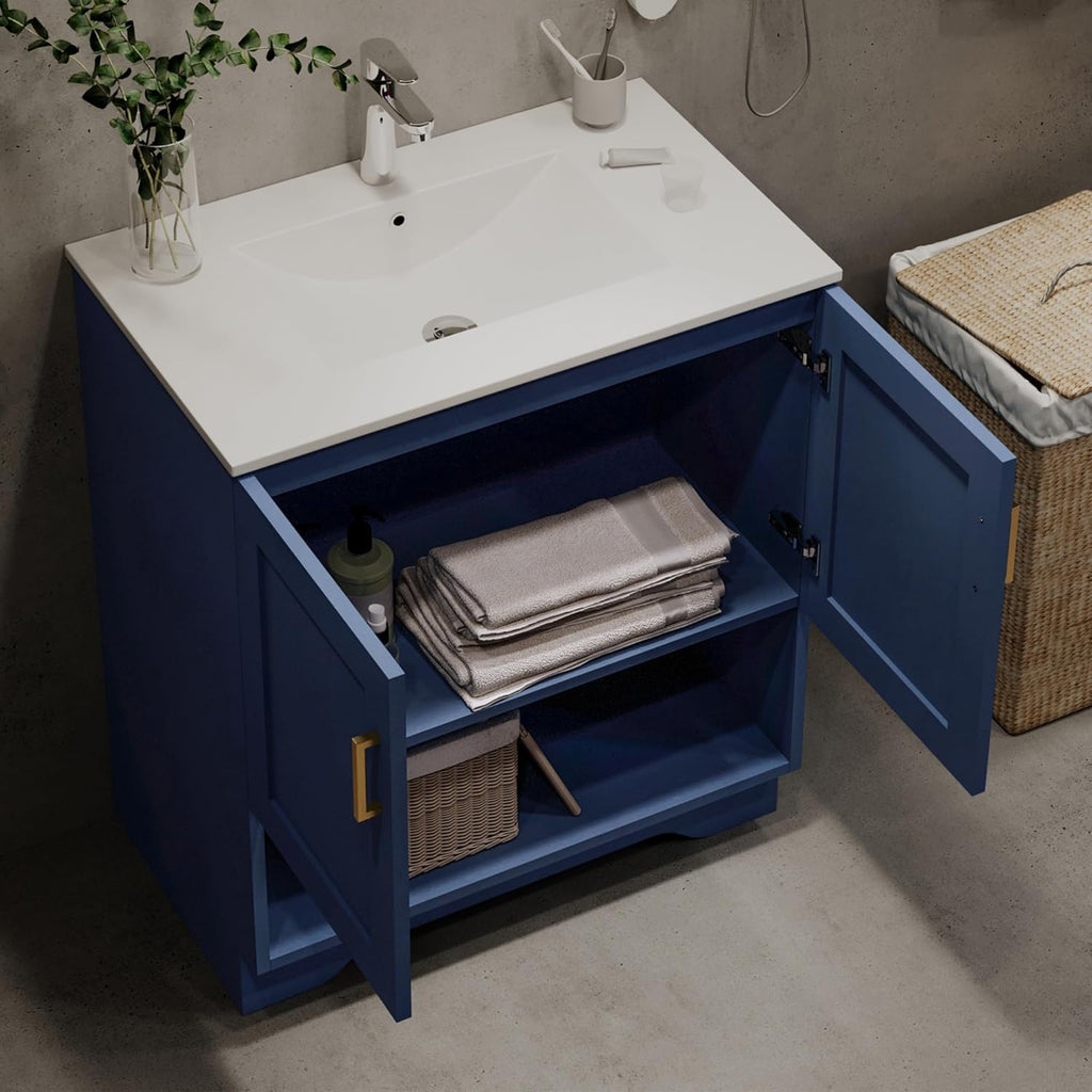 30 Inch Modern Bathroom Vanity with Ceramic Sink