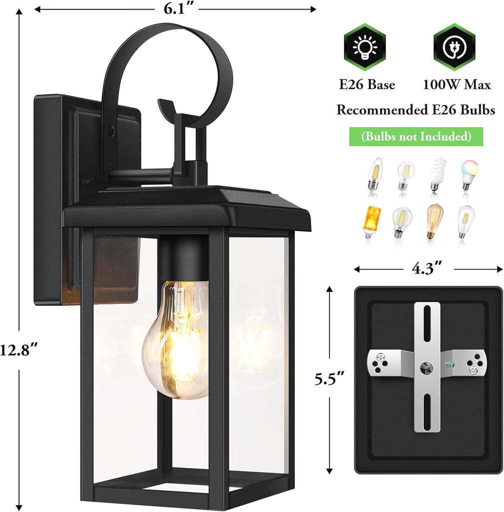 2-Pack Outdoor Wall Light Fixtures, Exterior Lighting Fixtures Wall Mount
