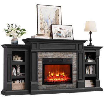 72" Electric Fireplace with Mantel Fireplace TV Stand