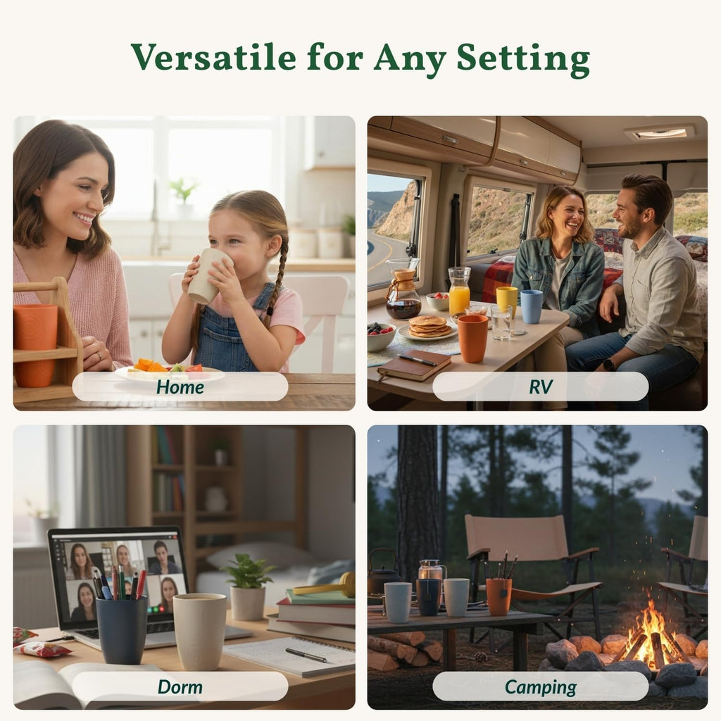 Plastic Cups Alternatives Unbreakable Drinking Glasses Wheat Straw Cup Sets Camping Party RV Stackable Water Tumblers