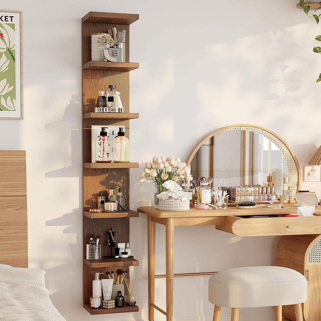 Wood Wall Shelf Units,7 Tier Lack Floating Shelves,Rustic Bookshelf
