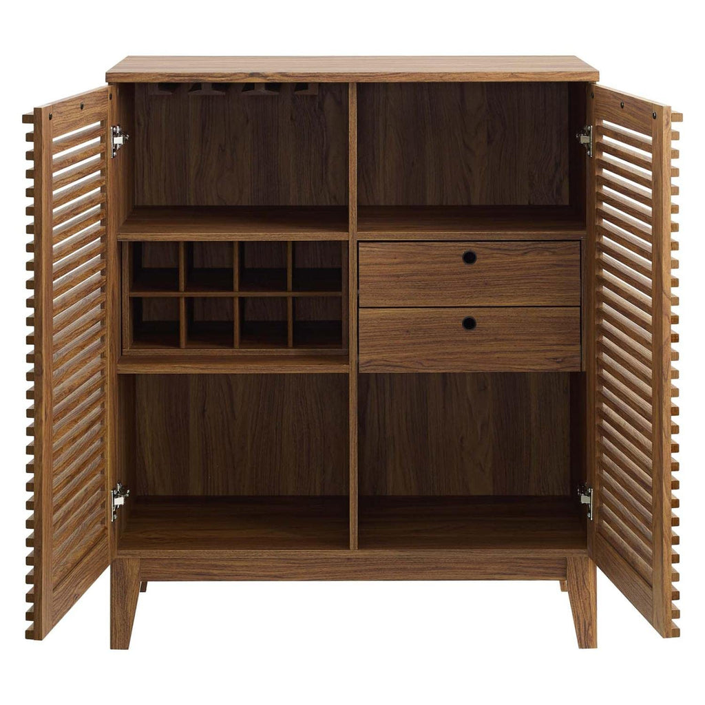 Render Mid-Century Modern Wine Rack Storage, Bar Cabinet, Walnut