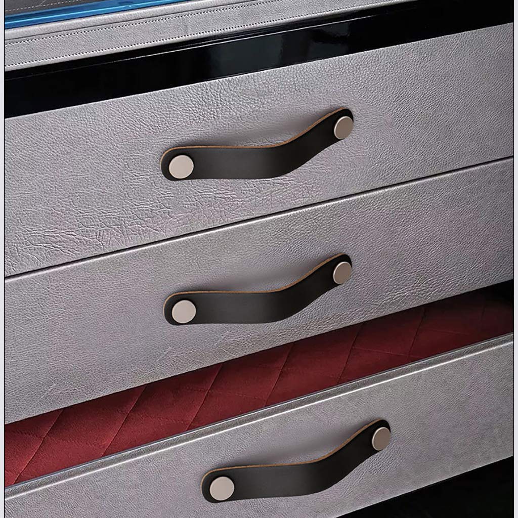 8 Pack Soft Genuine Leather Drawer Pulls Handle,Wardrobe Cabinets Kitchen Closet Knobs Door Pulls Handles knobs