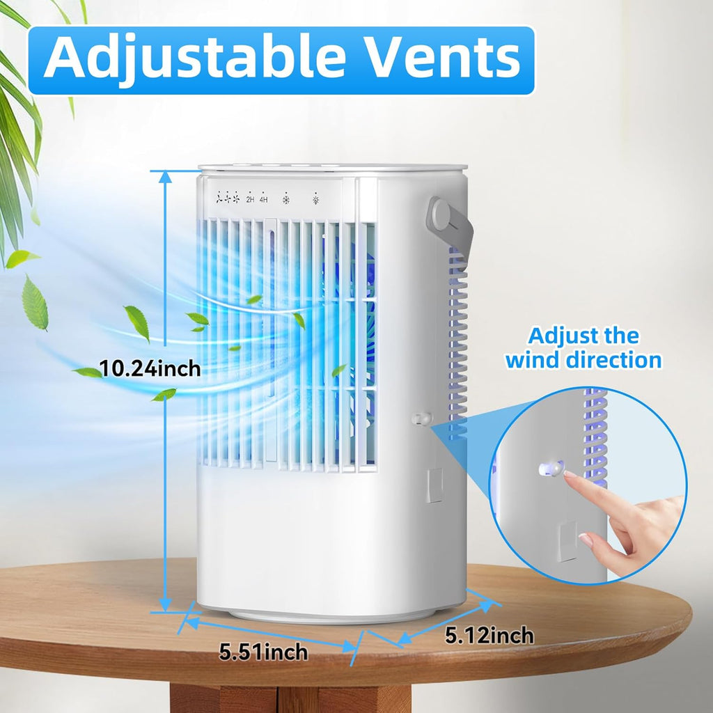Portable Air Conditioners 4-in-1 Mini Small Air Conditioner Evaporative Air Cooler Fan with 1000ml Water Tank 3 Speeds