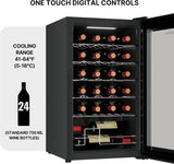 24 Bottle Wine Fridge - Freestanding Wine Cooler with Glass Door, 2.4 cu. ft (68
