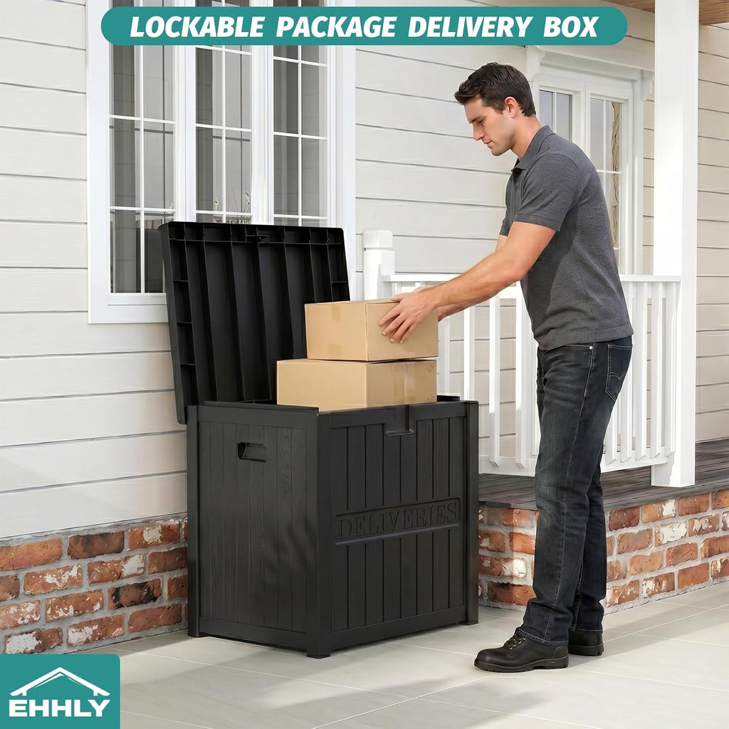 51 Gallon Package Delivery Box Secure Parcel Drop Box, Waterproof Deck Box