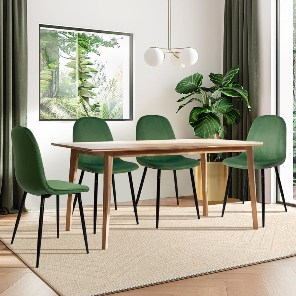 Modern Velvet Chairs with Metal Legs for Living, Bedroom, Restaurant, Dining Room, Set of 2, Dark Green