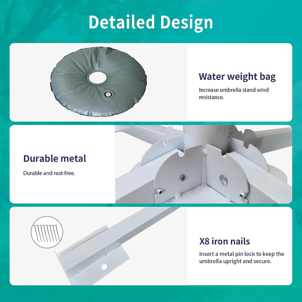 Foldable Portable Beach Umbrella Stand-Portable Patio Umbrella Base Holder,Outdoor Sunshade Anchor,with Weight Bag,Rust