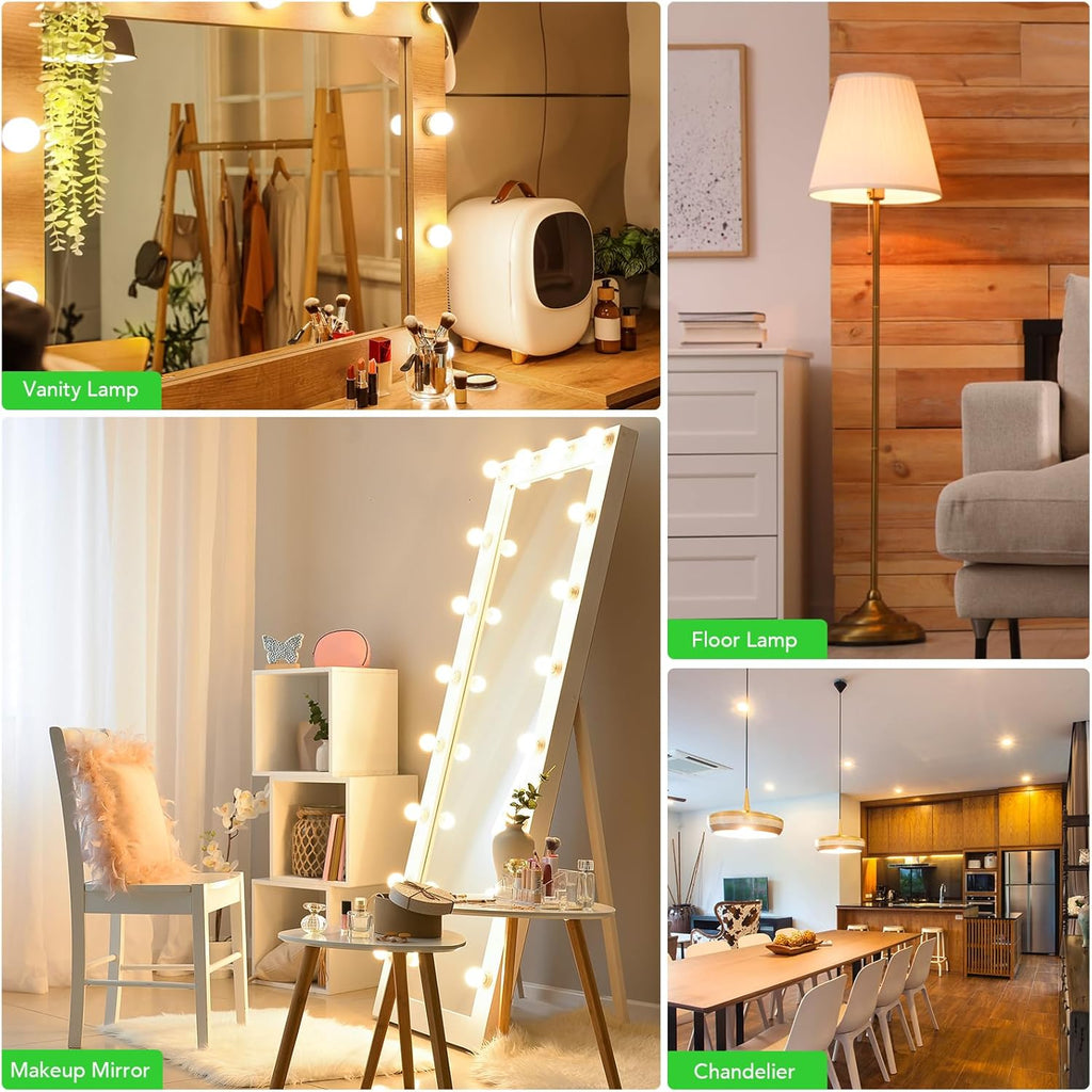 Vanity Light Bulbs for Bathroom Over Mirror, 60 Watt Equivalent, Soft White 2700K, G25 Globe Light Bulb 800 Lumens (6 Pack)