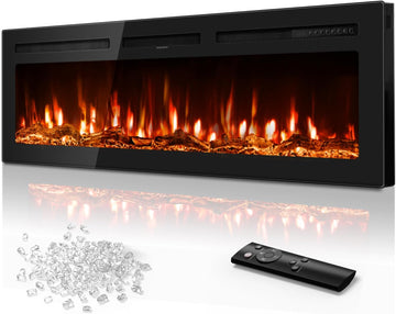 60 Inch Electric Fireplace in-Wall Recessed and Wall Mounted