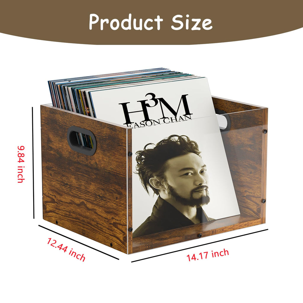 Acrylic Vinyl Record Storage Crate, Visible Record Holder