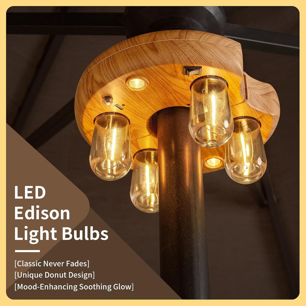 Wood Grain Patio Umbrella Light with Remote Control
