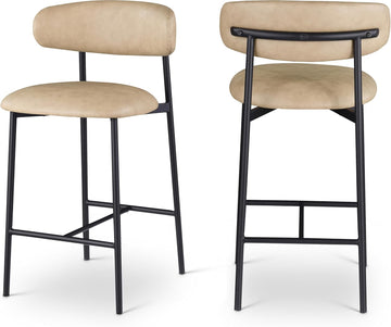 996Tan-C Lupita Collection Modern | Contemporary Counter Stool with Soft Tan Vegan Leather, Matte Black Metal Frame