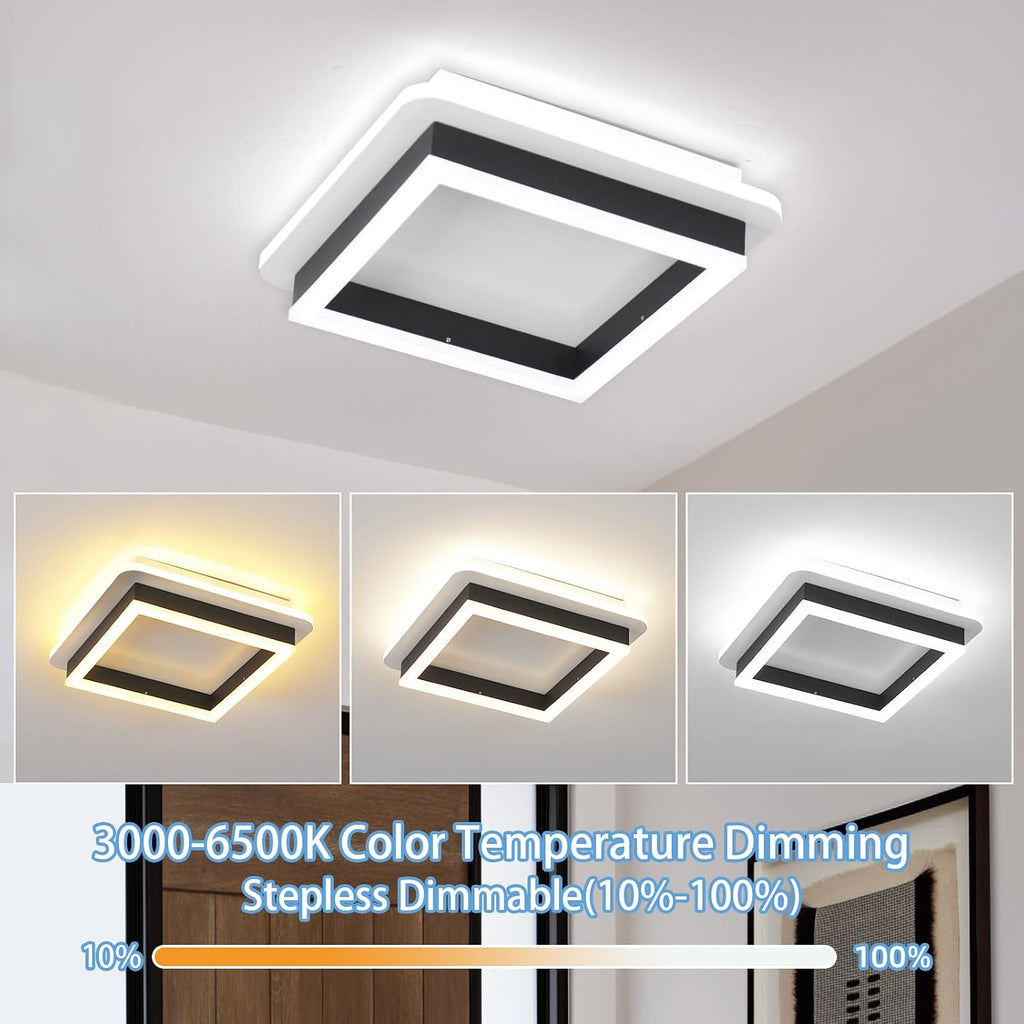 LED Ceiling Light Fixture, 25W Modern Flush Mount Square LED Light with Remote