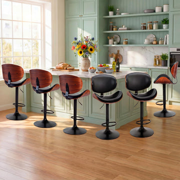 Swivel Bar Stools Set of 6, Adjustable Counter Height Bar Chairs