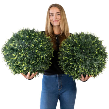Large Faux Topiary Balls, Cedar/Cypress, 2 Pack