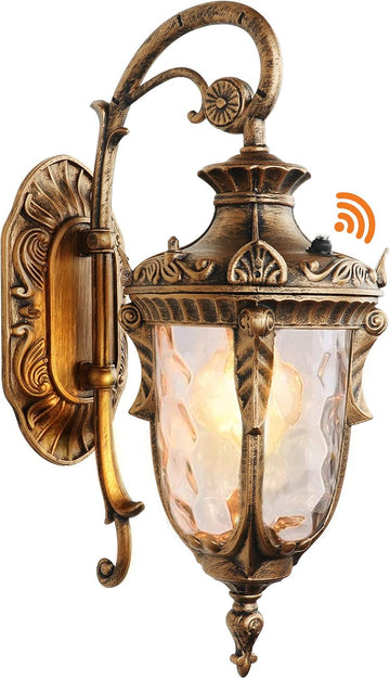Dusk to Dawn Outdoor Wall Lights Exterior Light Fixture, Gold Porch Light Wall Mount with Light Sensor, Outside Wall Sconce Lighting Wall Lamp for Entrance Doorway Garage House (Gold)