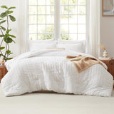 Queen Comforter Set White Seersucker 7 Pieces Bed in a Bag Queen Comforter Set with Sheets