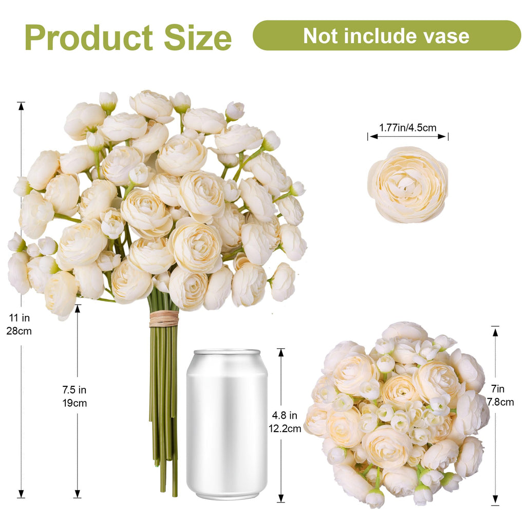 Ranunculus Artificial Flowers 18 Pcs, Faux Silk Mini Peonies Bulk Flowers for Vase, Fake Wedding Filler Flowers for