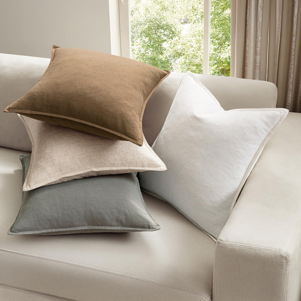 Neutral Linen Pillow Covers Pack of 4 Decorative Natural Solid Throw Pillow Covers Soft Accent Boho Farmhouse Couch