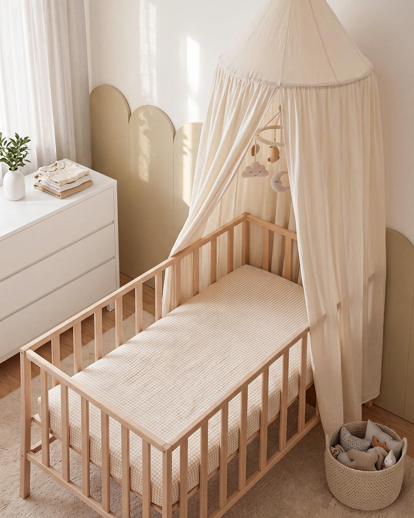 Muslin Crib Sheets, 2 Pack, Beige Gingham & Brown Gingham