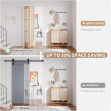 30"x 80" (Double 15" x 80") Bifold Barn Door, Tempered Frosted Glass Bifold Closet Door with 2.5FT C