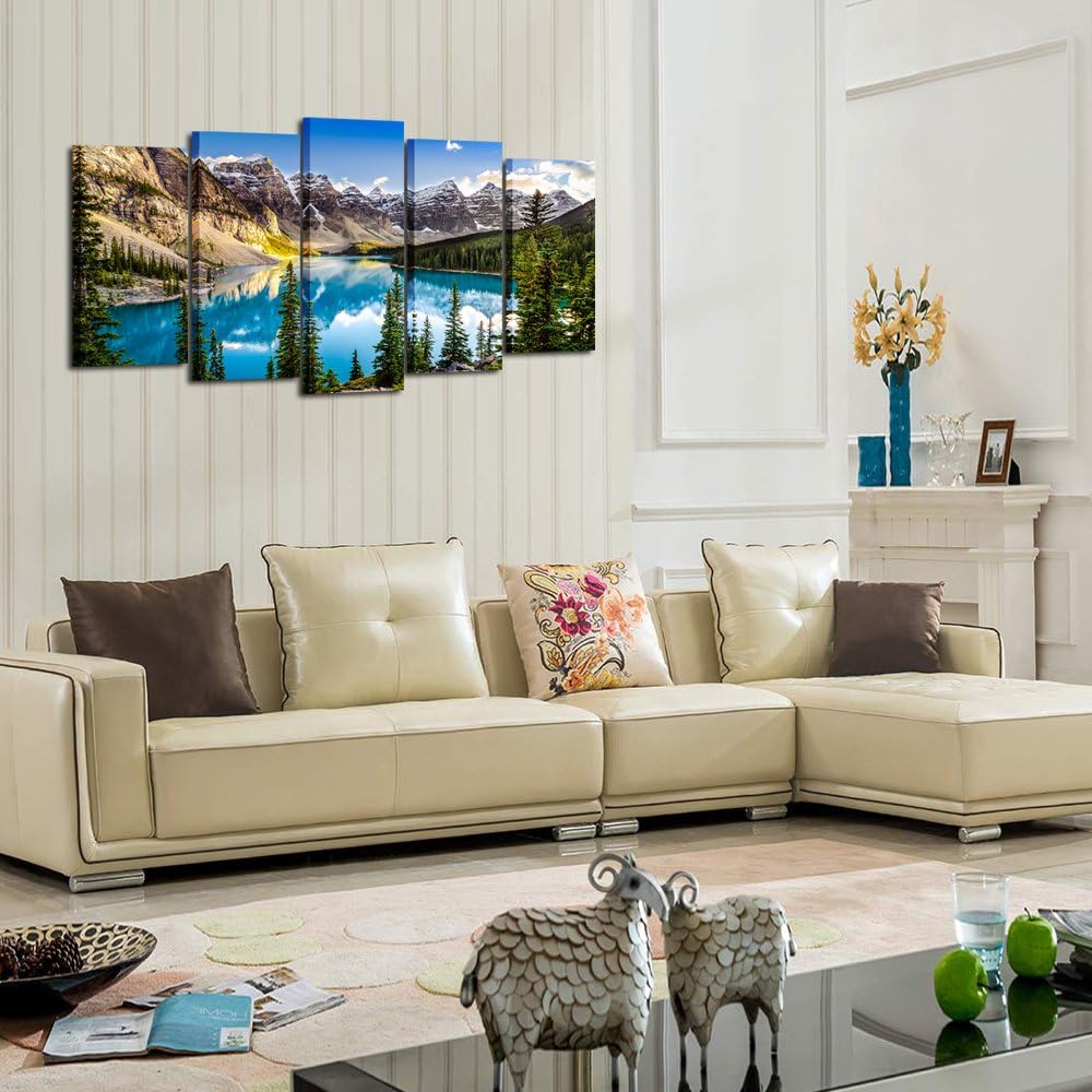 5 Pieces Canvas Prints Wall Art Canada Moraine Lake And Rocky Mountain Landscape Pictures Modern Canvas Painting