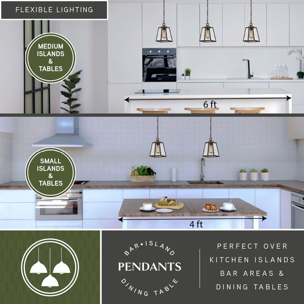 Grant Bronze Farmhouse Mini Pendant Ceiling Light Clear Glass