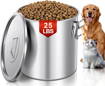 Stainless Steel Dog Food Storage Container, 25/30LB Airtight Moisture Proof