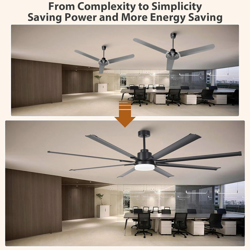 100" Ceiling Fan with LED Light and Remote - Black