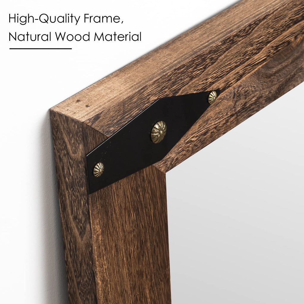 Rustic Bathroom Mirror 26x40 Inch Large Wood Frame Vanity, Arrow
