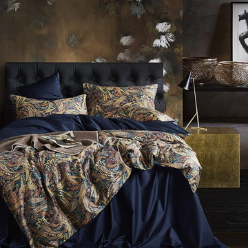 Duvet Cover Set Boho Floral Pattern Duvet Cover for Bed Vintage Soft Bedding Leaf Print Paisley
