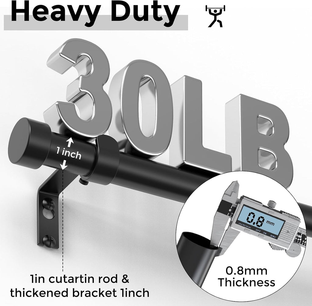 Gold Curtain Rods for Windows 66 to 120 Inch(5.5-10 Feet),1" Diameter Drapery Rods with Modern Style End Cap - Set of 2
