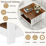 Farmhouse Coffee Table, 31 Inch Square Wood Coffee Table with Storage Shelf