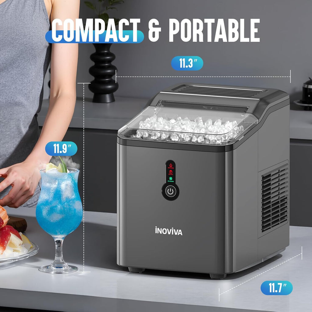 Nugget Ice Maker Countertop - 6 Mins Fast Ice Production, FLASHCHILL, 26.5 LBS/Day, Self-Cleaning, Compact Portable