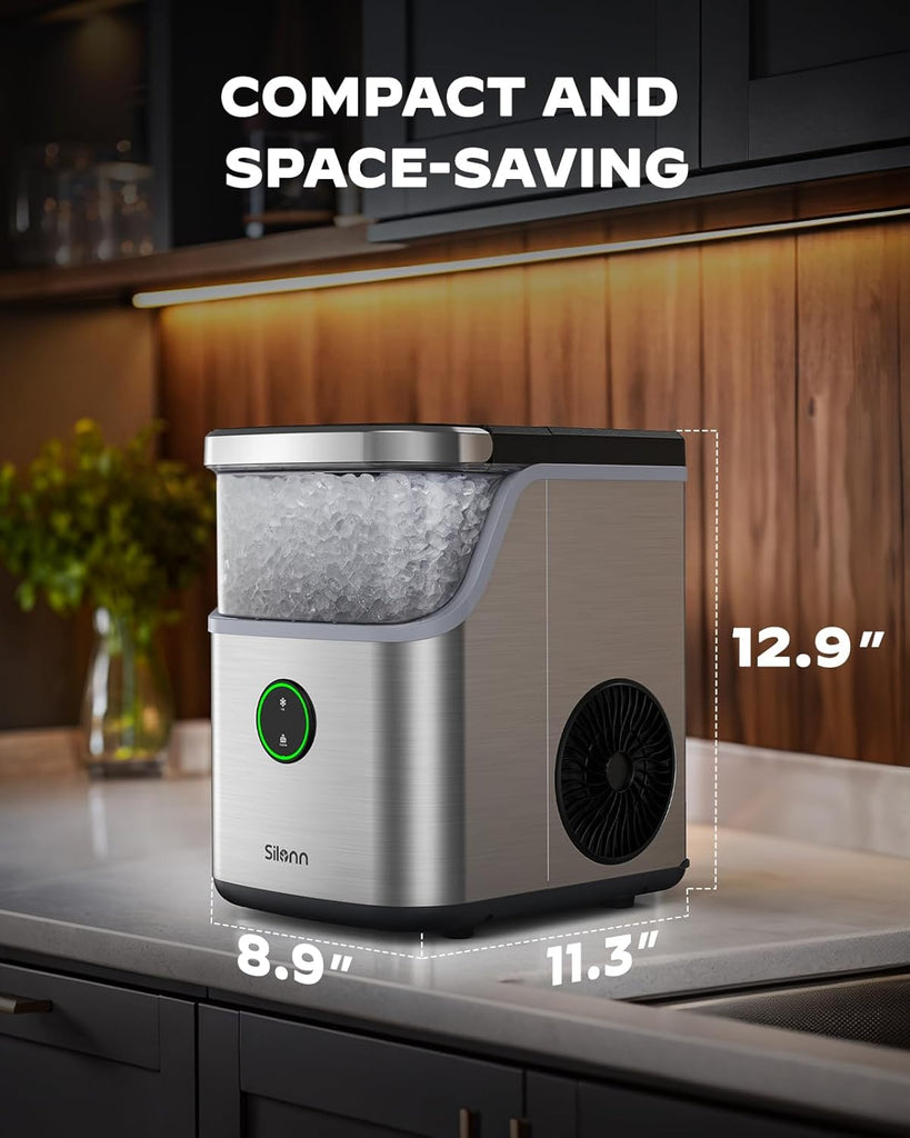 Nugget Ice Maker Countertop, Ice Basket with Handle, Quiet Operation & Self Cleaning Ice Machine, Chewable Ice, 33