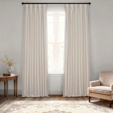 Faux Dupioni Silk Curtain Vintage Textured for Room Decor 50" W x 96" L (1 Panel) - Mist Grey