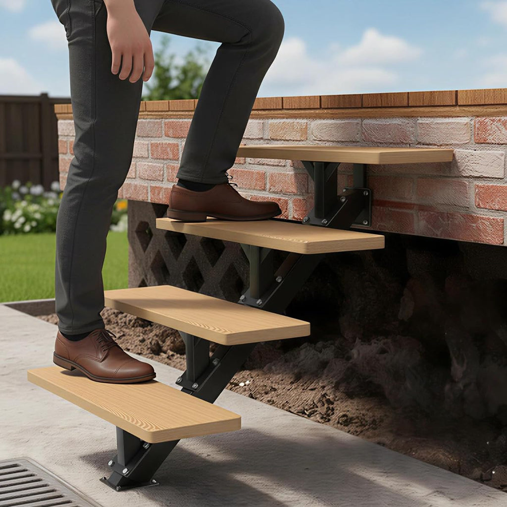 3 Step Metal Stair Stringers, Stair Riser for Deck Height 21.3"