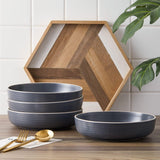 Lauren Modern Stoneware 16-piece Round Dinnerware Set, Plates and bowls Set, Dish set for 4, Charcoal