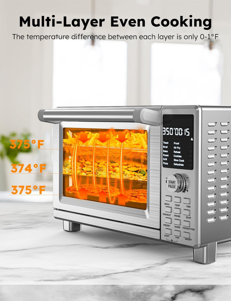 Bravo Pro Smart Toaster Oven Countertop, True Air Fryer Combo w/Improved 100% Convection, 35% Crispier, 112 Presets
